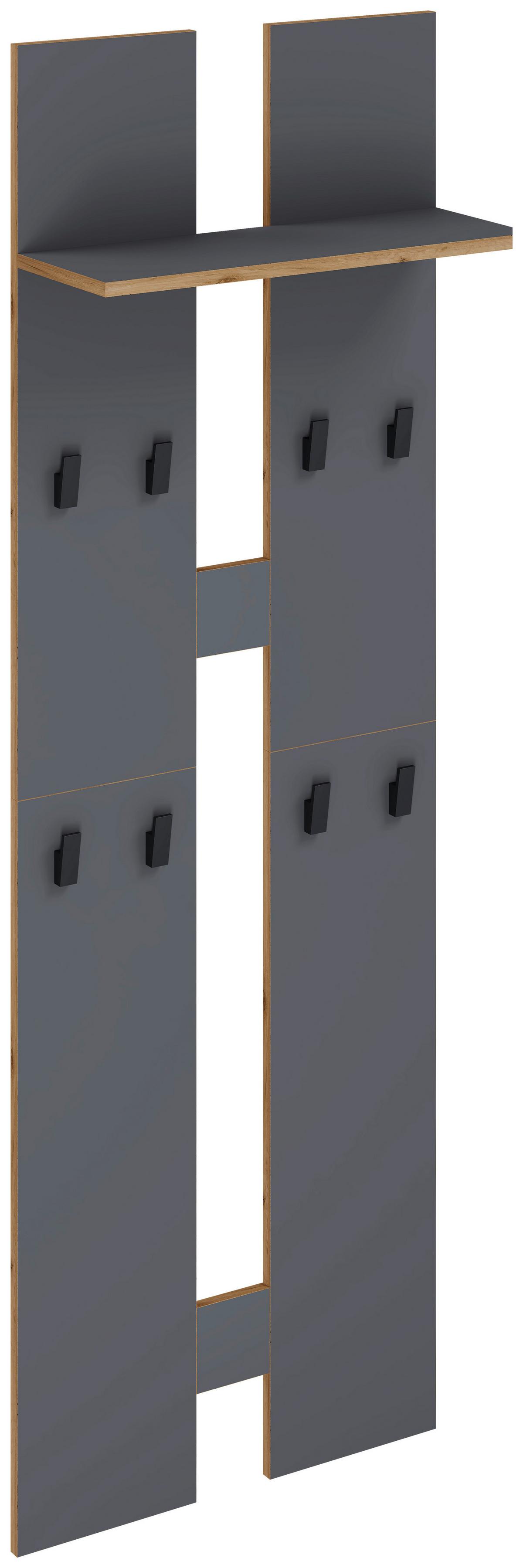 Nástěnná šatna Salia, š: 57 cm - antracitová/medový dub, Design, kompozitní dřevo (57/170/20cm) - MID.YOU