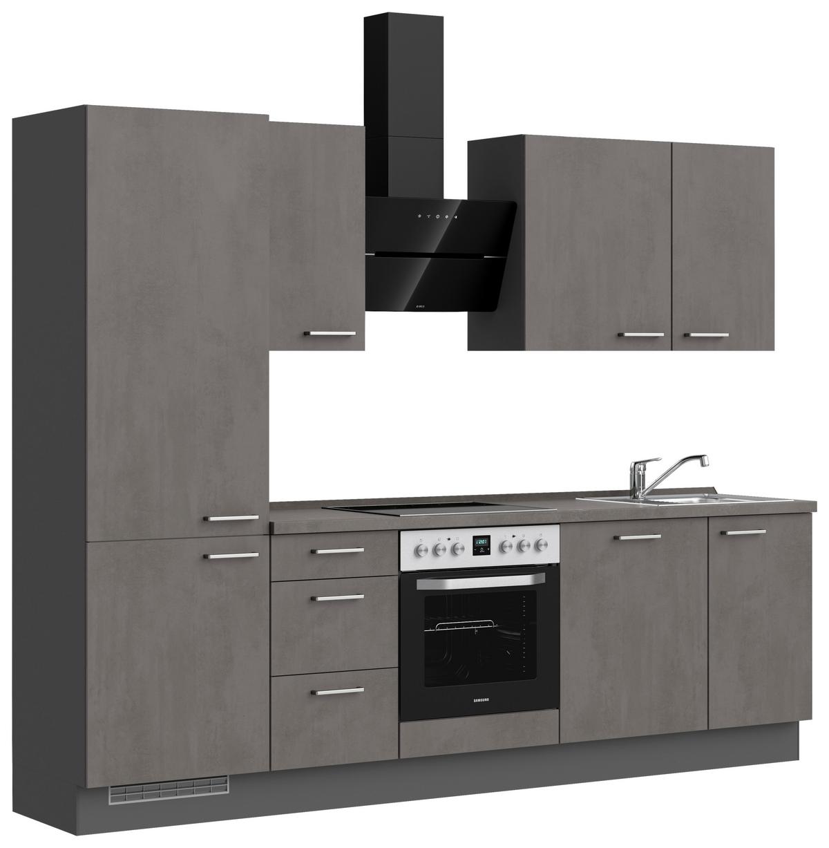 Kuchynská linka 270 cm, bridl.šedý betón/bridl.šedá - farba ušľachtilej ocele/bridlicová, Modern, kov/kompozitné drevo (270cm) - Nobilia