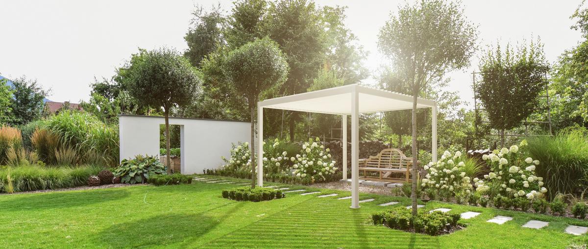 Pergola Deluxe 400x300cm Weiss - Weiß, MODERN, Metall (400/250/300cm) - Gardenson