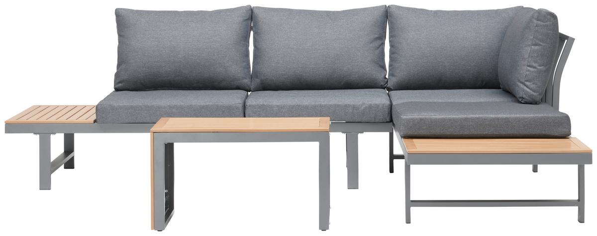 TERASOVÁ SEDACÍ SOUPRAVA MELANIA - přírodní barvy/antracitová, Moderní, kov/textil (253/70/175cm) - Modern Living