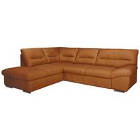 Ecksofa William, Cognac S: 216x268 cm - Chromfarben/Cognac, Design, Leder (216/268cm) - Livetastic