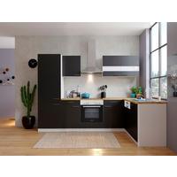 Eckküche Malia L-Küchenblock 280 cm - Nussbaumfarben/Schwarz, Basics, Holzwerkstoff (280/172cm) - Respekta