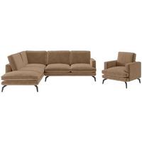 Sitzgarnitur Bali - Schwarz/Braun, Design, Textil (202/250cm) - Livetastic