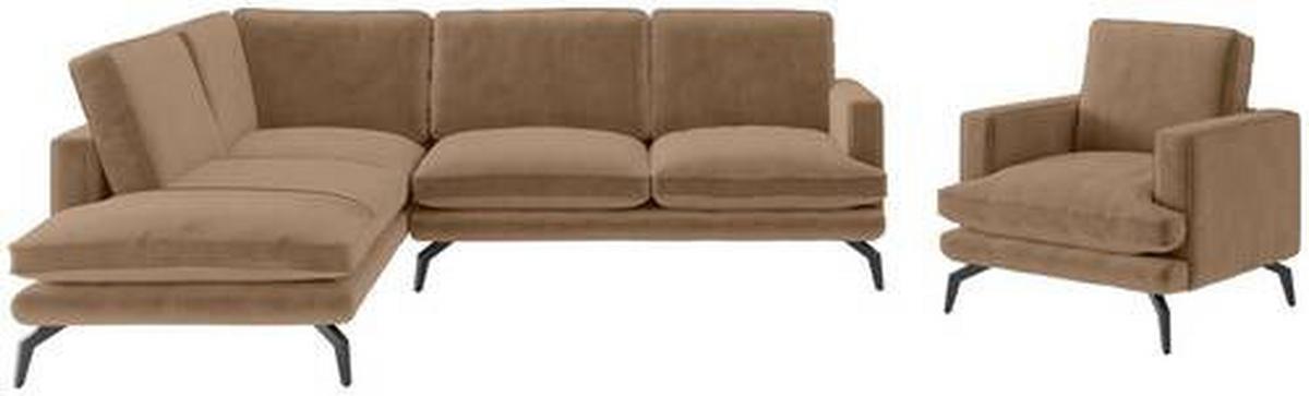 Sitzgarnitur Bali - Schwarz/Braun, Design, Textil (202/250cm) - Livetastic