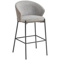 Barhocker Corey Samt Grau B: 53,5 Cm - Schwarz/Grau, MODERN, Textil/Metall (53,5/101/54cm) - MID.YOU