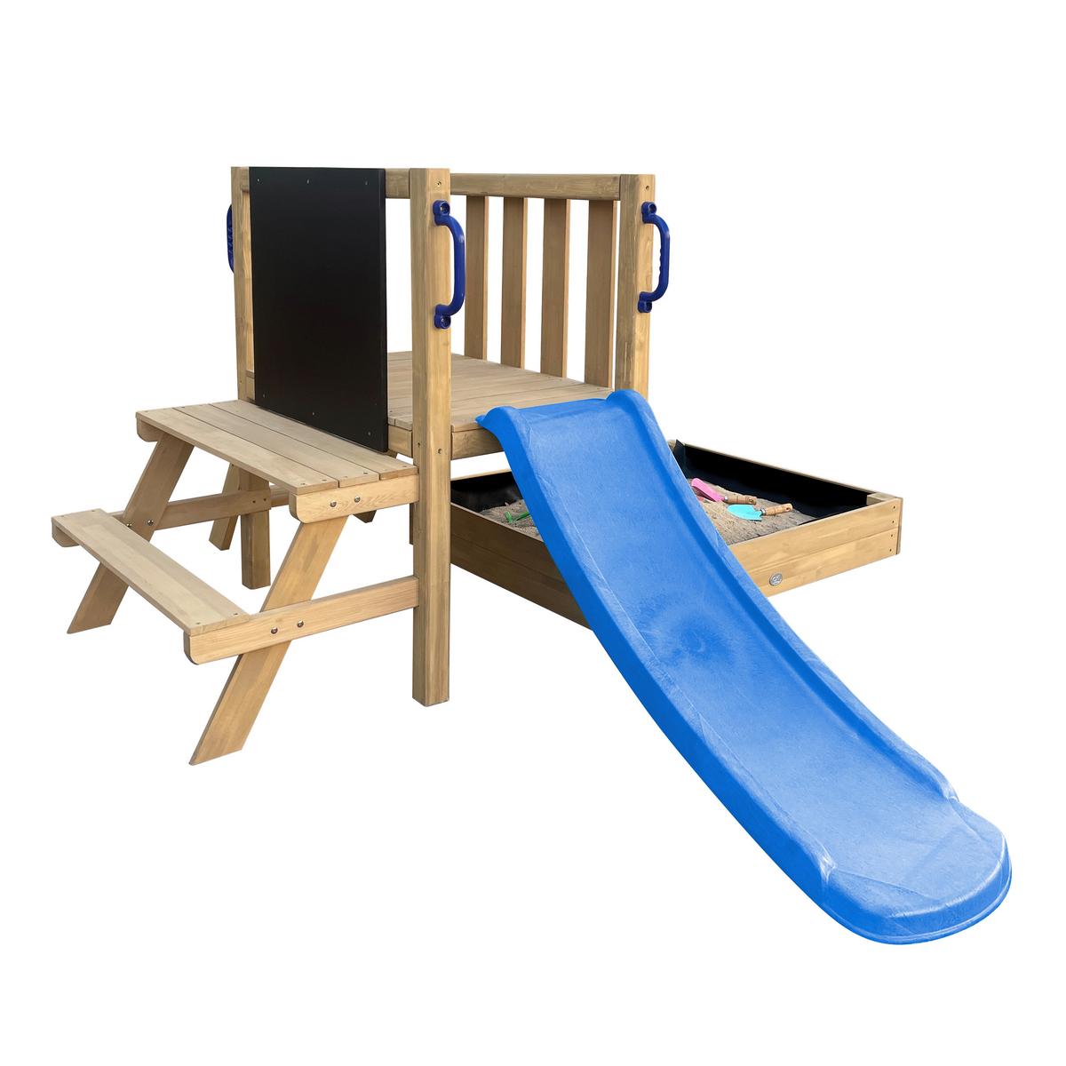 Spielturm Mit Rutsche Blau - Blau/Braun, Basics, Holz/Kunststoff (208,7/88/215cm) - Ambia Garden