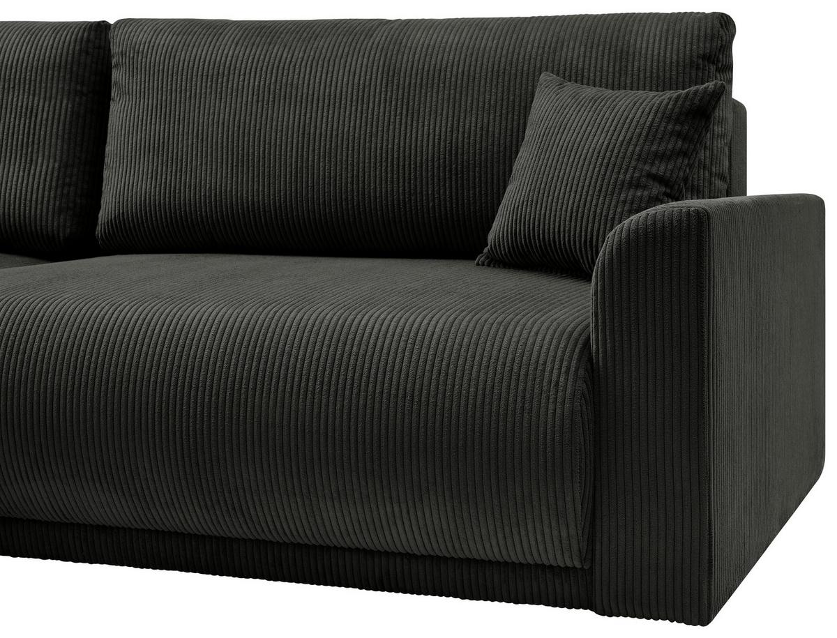 Rohová sedačka KIM L146, oboustranná, černý manšestr - černá, Moderní, dřevo (233/146cm)
