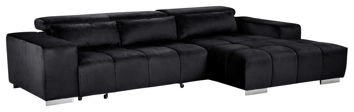 Ecksofa mit Relaxfunktion Orion Kopfstütze Klappbar Schwarz - Silberfarben/Schwarz, KONVENTIONELL, Textil (307/186cm) - Livetastic