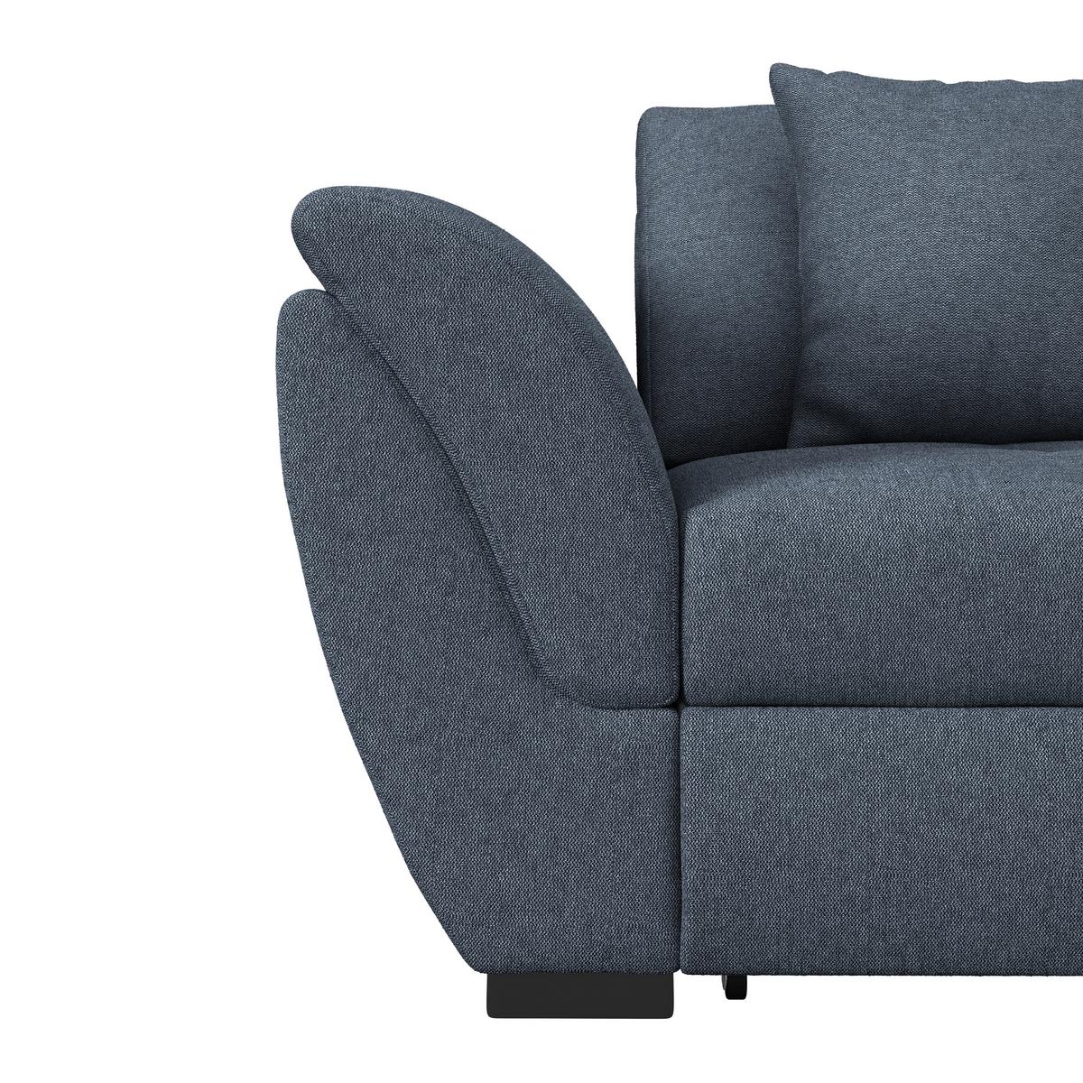 Ecksofa Berisso - Schwarz/Dunkelblau, Design, Textil (278/187cm) - Ondega