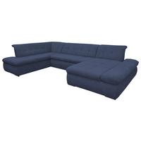 Wohnlandschaft Moric mit Schlaffunktion Dunkelblau - Chromfarben/Dunkelblau, KONVENTIONELL, Textil (216/353/172cm) - MID.YOU