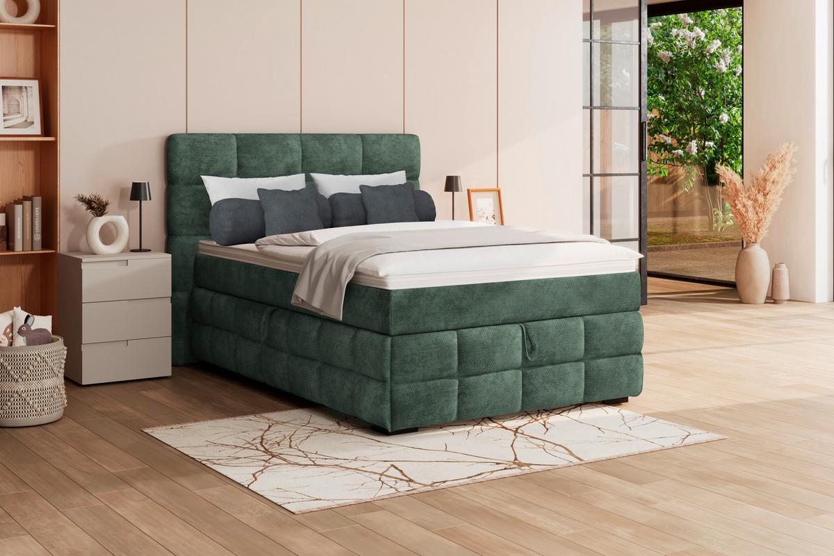 Polsterbett Vega Grün, Lf: 140 X 200 Cm - Grün, Trend, Holz/Textil (140/200cm)