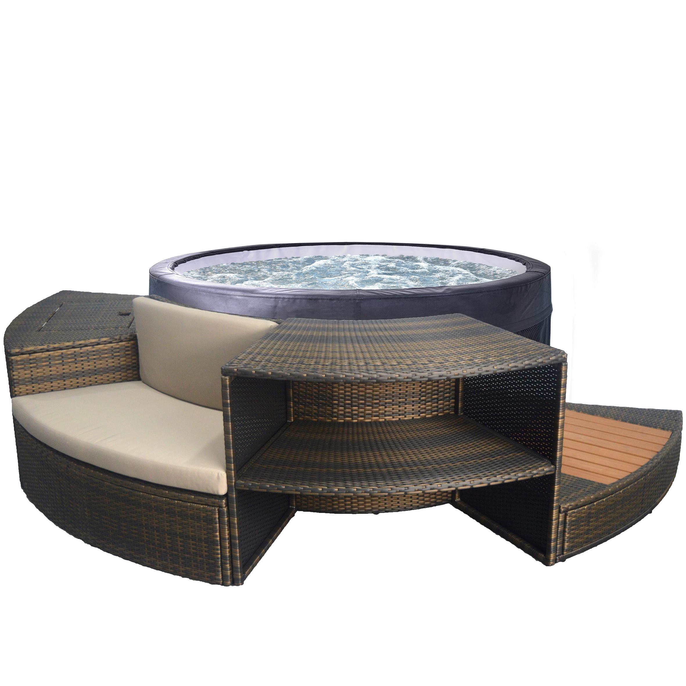 Whirlpool Metall  Netspa Vita Ø 268 cm + Möbel - Schwarz, Basics, Kunststoff/Metall (268cm)