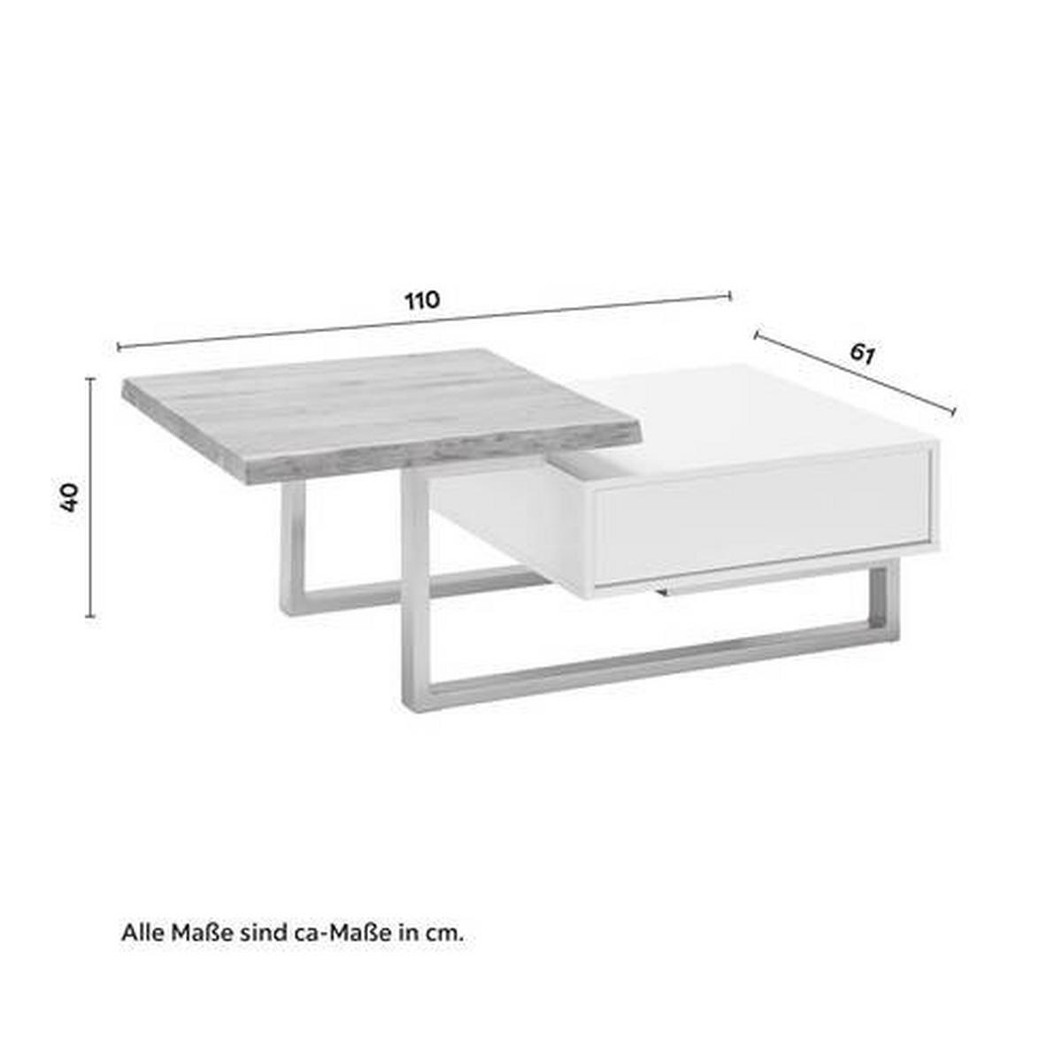 Konferenční stolek CARLOS - bílá/barvy dubu, Moderní, kov/dřevo (110/61/40cm) - Modern Living