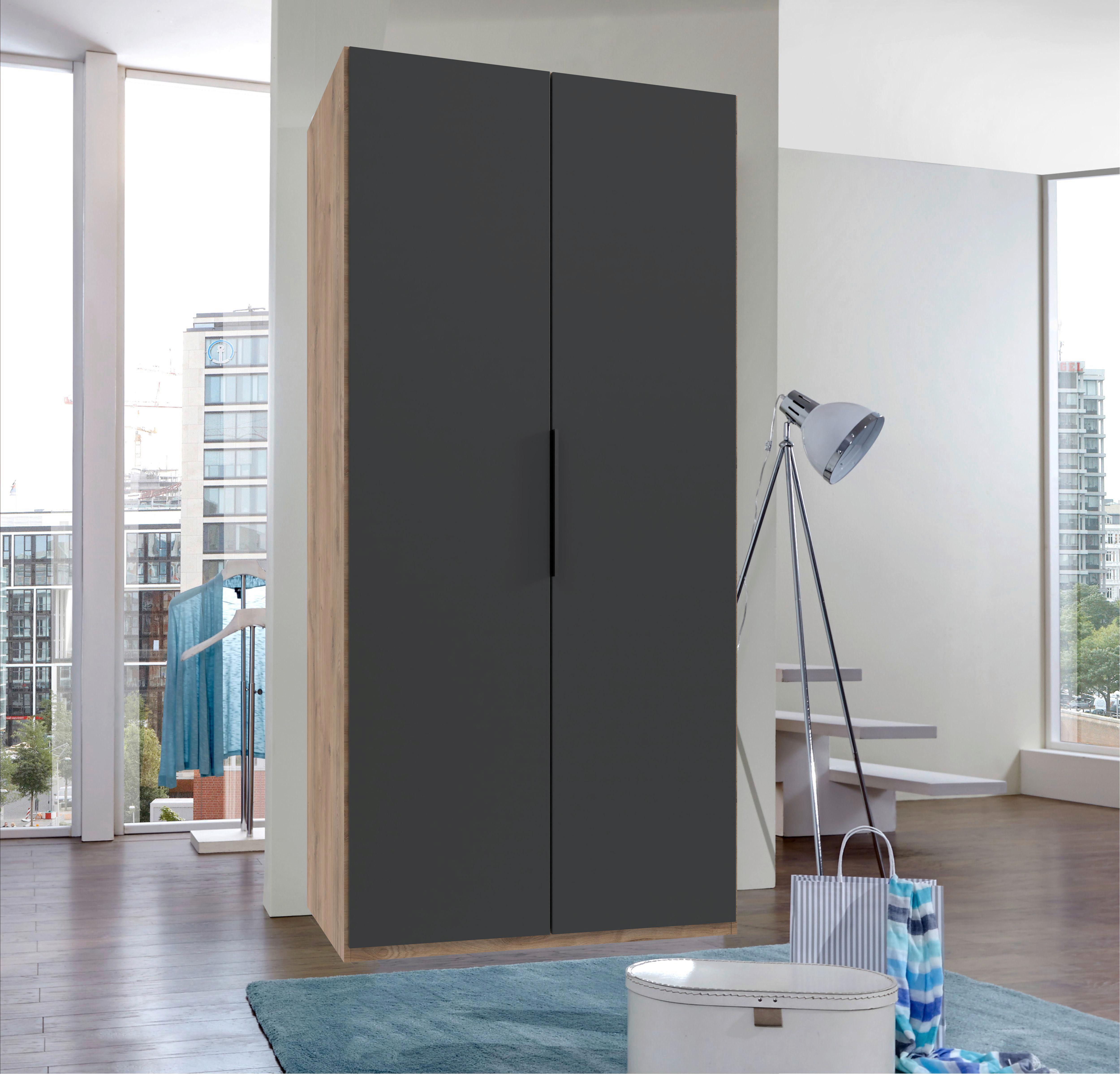 Drehtürenschrank Level 36 A Graphit/plankeneiche, B: 100cm - Plankeneiche/Graphitfarben, MODERN, Holzwerkstoff (100/216/58cm) - MID.YOU