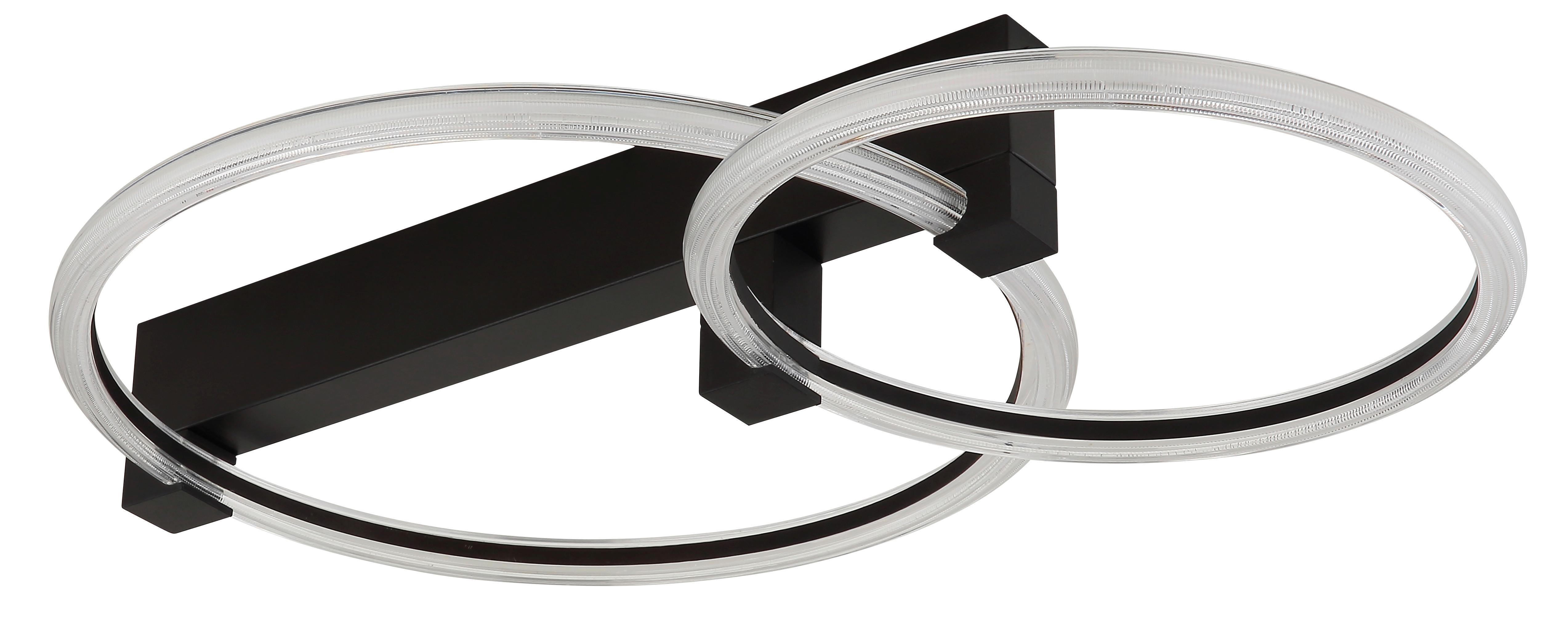Deckenventilator inkl. 1x LED 230V, 24W, ca. 58x38x114,5 cm - Transparent/Schwarz, Design, Kunststoff/Metall (58/38/11,5cm) - Globo