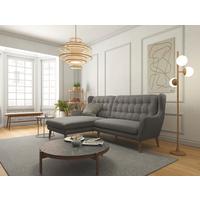 Ecksofa Henry Dunkelgrau S: 250x173 cm - Eichefarben/Dunkelgrau, KONVENTIONELL, Textil (250/173cm) - Trendmanufaktur