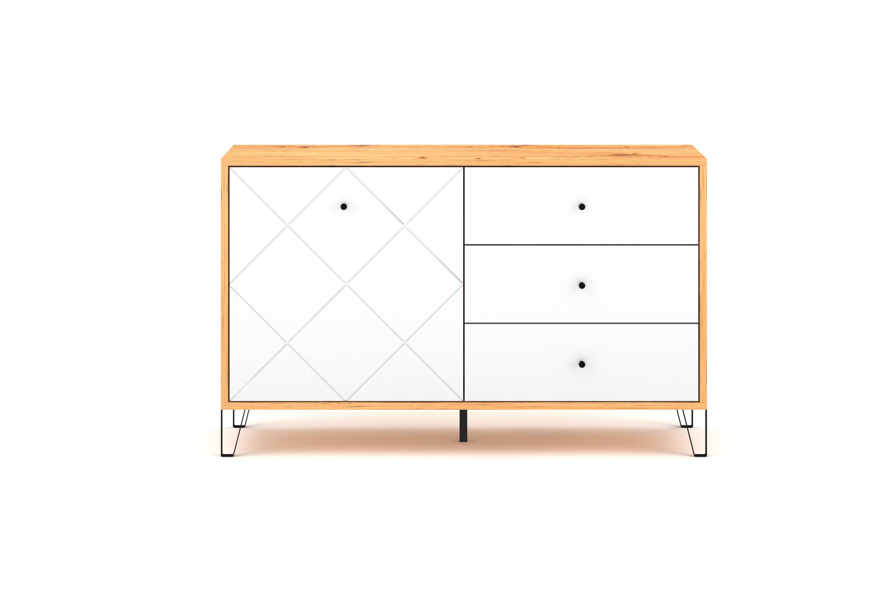Sideboard Kommode 1d3s Bilbao Bl5 - Schwarz/Weiß, Design, Holzwerkstoff (123/75/40cm) - Livetastic
