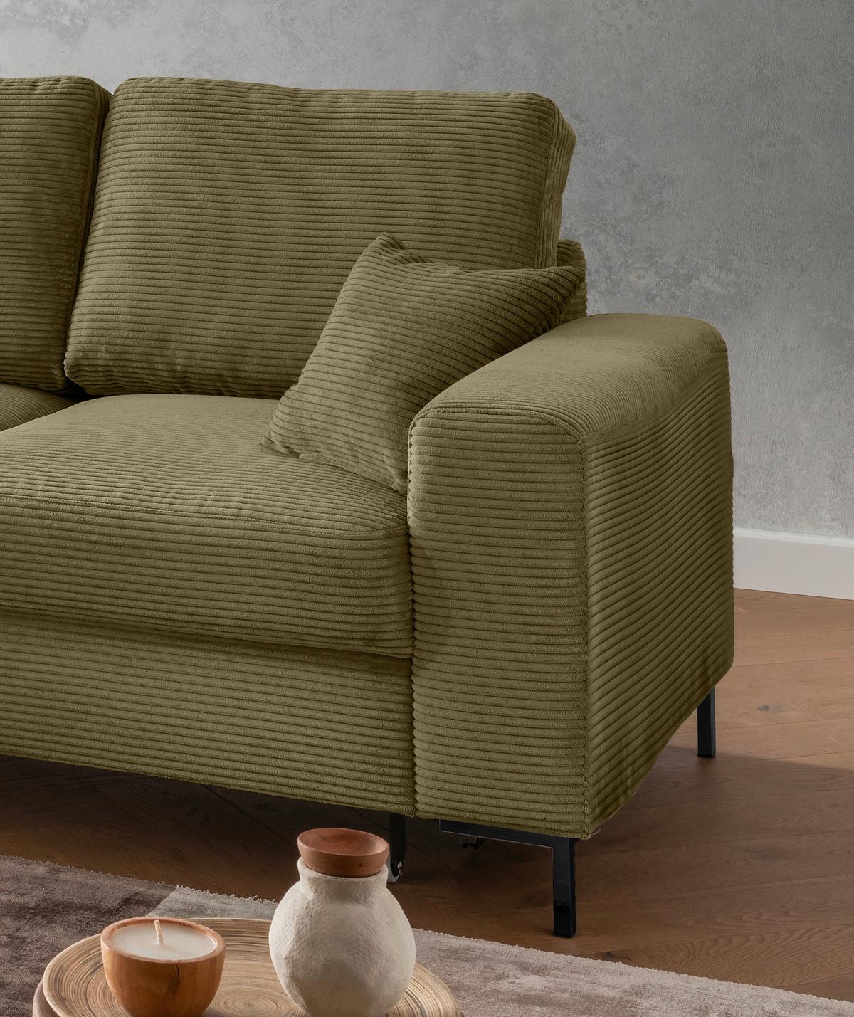 Eckschlafsofa Zona, Olivgrün S: 143x237 Cm - Schwarz/Olivgrün, KONVENTIONELL, Textil (143/237cm) - Livetastic