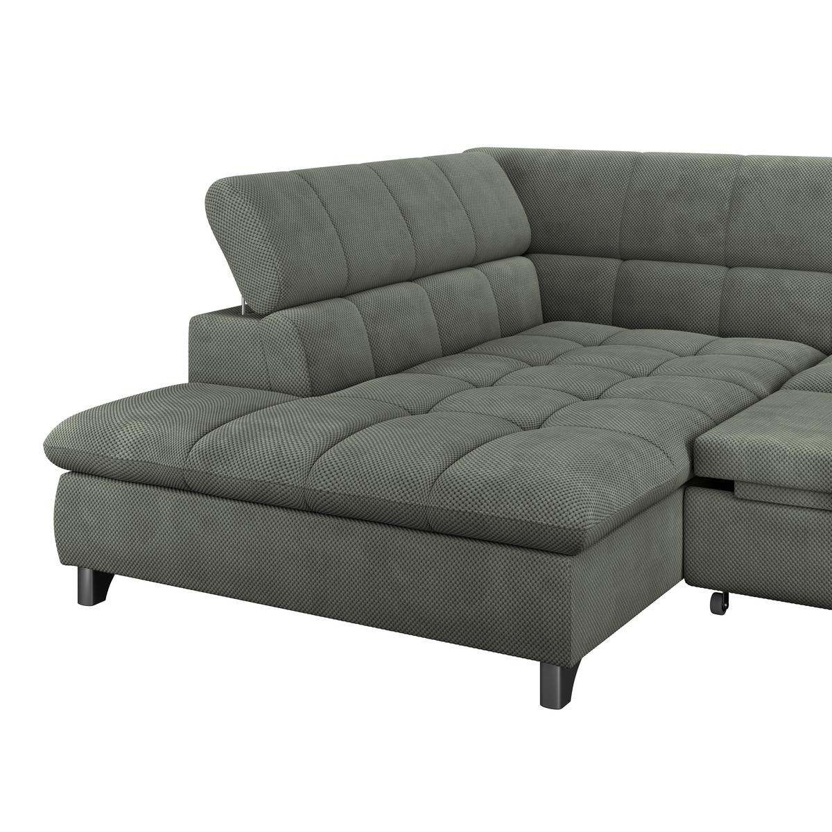 Eckbank Gemini Grün, B: 234cm - Chromfarben/Grün, KONVENTIONELL, Textil (234/312cm)