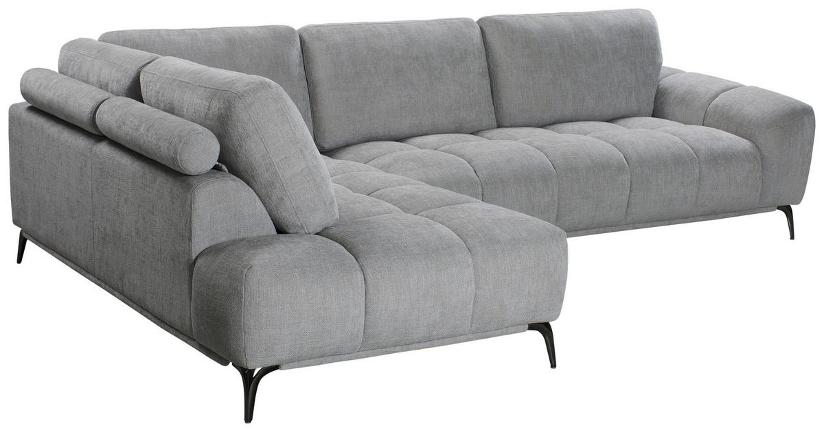 Sofa Orlando Webstoff Grau, S: 204x294 - Naturfarben/Grau, MODERN, Holz/Textil (204/294cm)