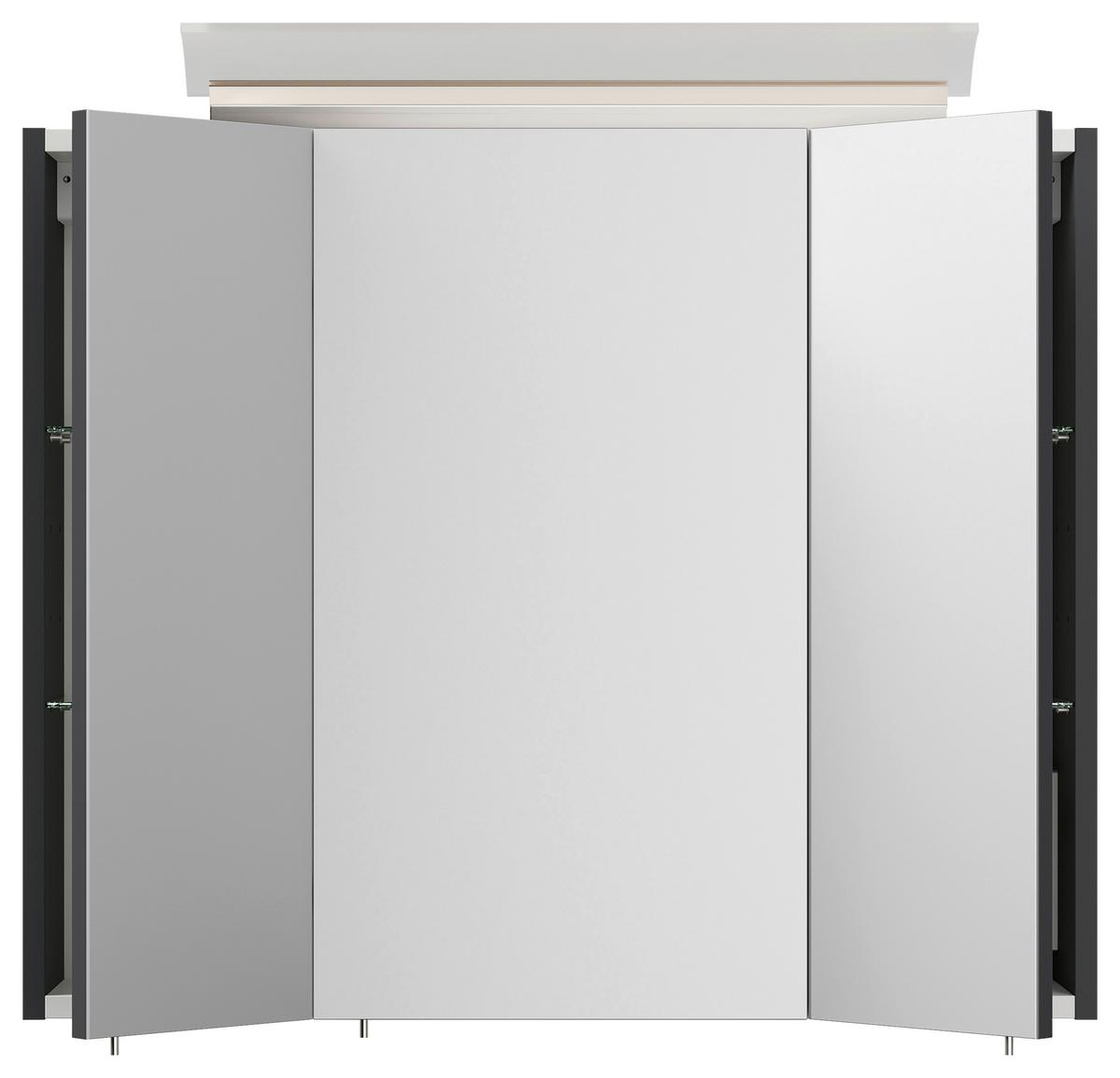 Spiegelschrank Graphitfarben B: 75 cm - Graphitfarben, MODERN, Glas/Holzwerkstoff (75/62/17cm) - MID.YOU