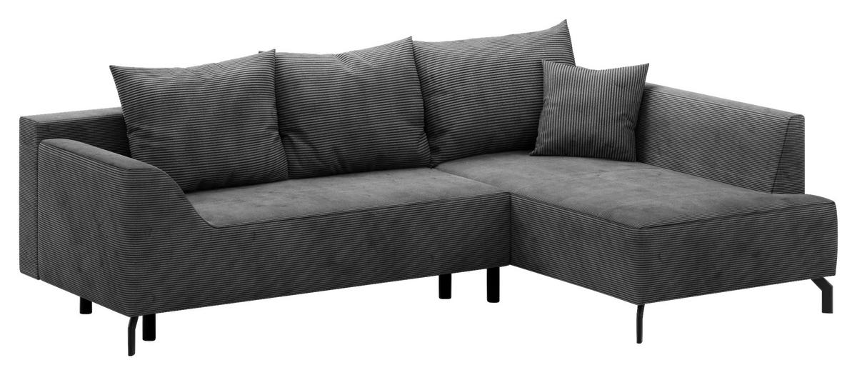Eckschlafsofa Asolo Silberfarben S:273x167cm - Silberfarben/Schwarz, Design, Textil (273/167cm) - MID.YOU