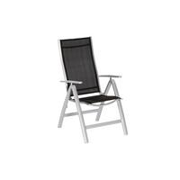 Gartensessel klappbar Carrara Metall/Textil - Silberfarben/Schwarz, ROMANTIK / LANDHAUS, Textil/Metall (60/108/70cm) - Gardenson