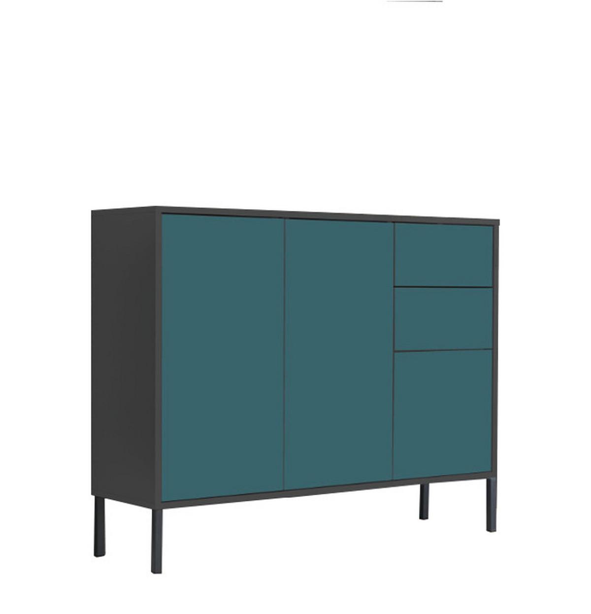 Kommode Mailand Anthrazit/petrol B: 105,5cm - Anthrazit/Petrol, MODERN, Holzwerkstoff (105,5/86/33cm) - MID.YOU