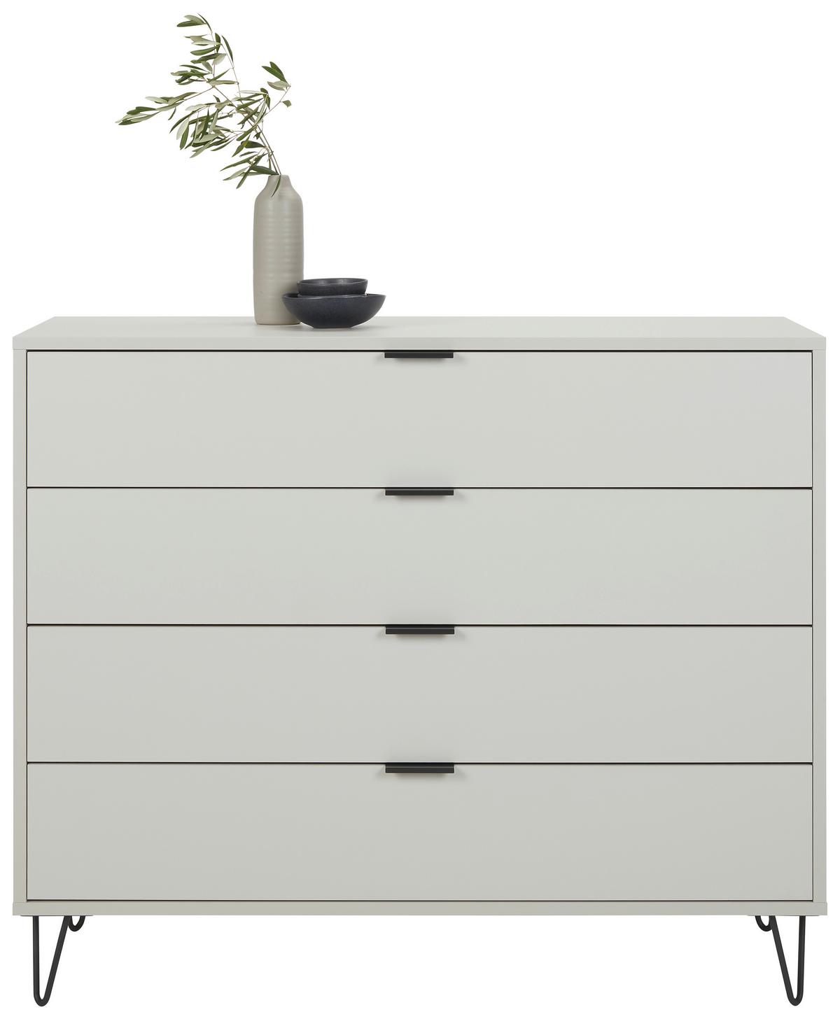 Komoda so 4 zásuvkami Bounty, sivá - sivá/antracitová, Modern (119/87/45cm) - Premium Living