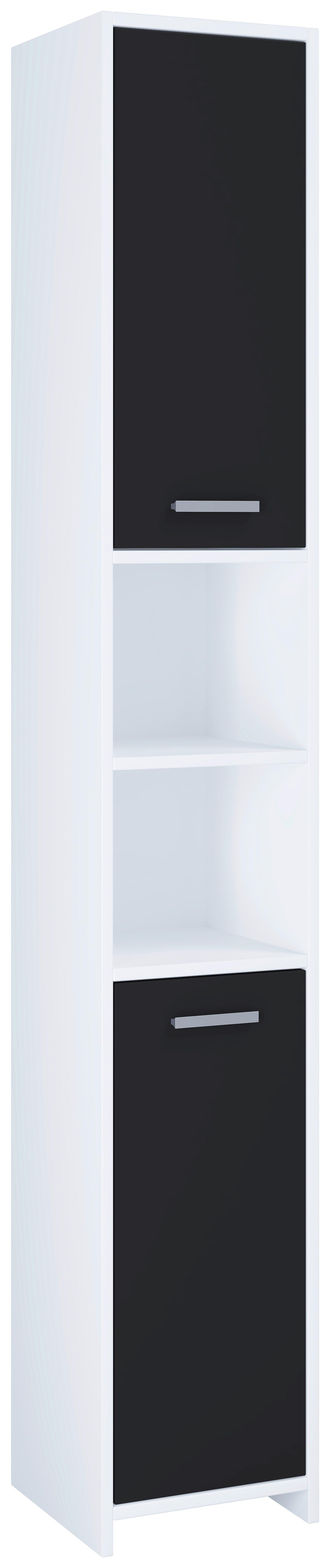 Hochschrank mit 2 Offene Fächer Zalo L B: 30 cm Weiß - Schwarz/Weiß, MODERN, Holzwerkstoff (30/180/30,4cm) - MID.YOU