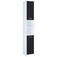Hochschrank Mit 2 Offene Fächer Zalo L B: 30 Cm Weiß - Schwarz/Weiß, MODERN, Holzwerkstoff (30/180/30,4cm) - MID.YOU