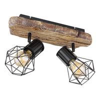 Strahler 2-flammig Verstellbar L: 38,5 Cm - Schwarz/Naturfarben, KONVENTIONELL, Kunststoff/Metall (38,5/12/23cm) - Globo