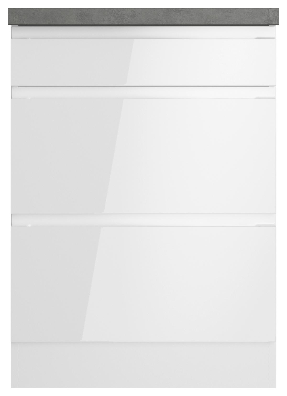 Kochfeldumbauschrank Monza B: 60 Cm Weiß/grau - Weiß Hochglanz/Weiß, LIFESTYLE, Holzwerkstoff (60/86/60cm) - Held