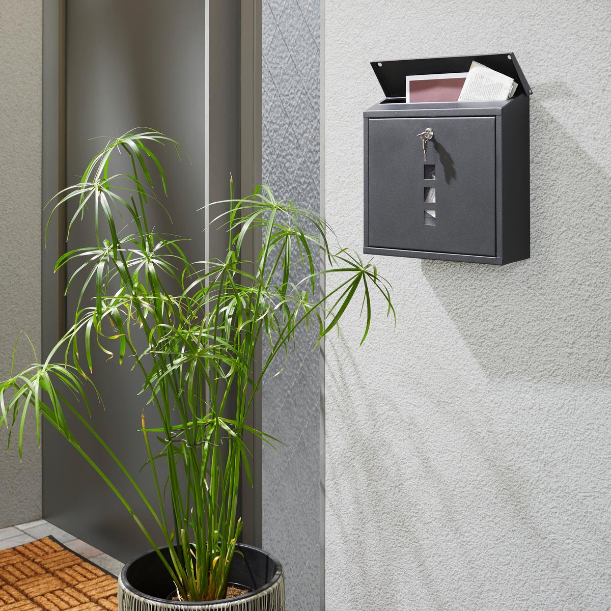 Briefkasten Anthrazit Robert Mit Sichtfenster - Anthrazit, Design, Metall (36/32,8/9,2cm) - Homezone