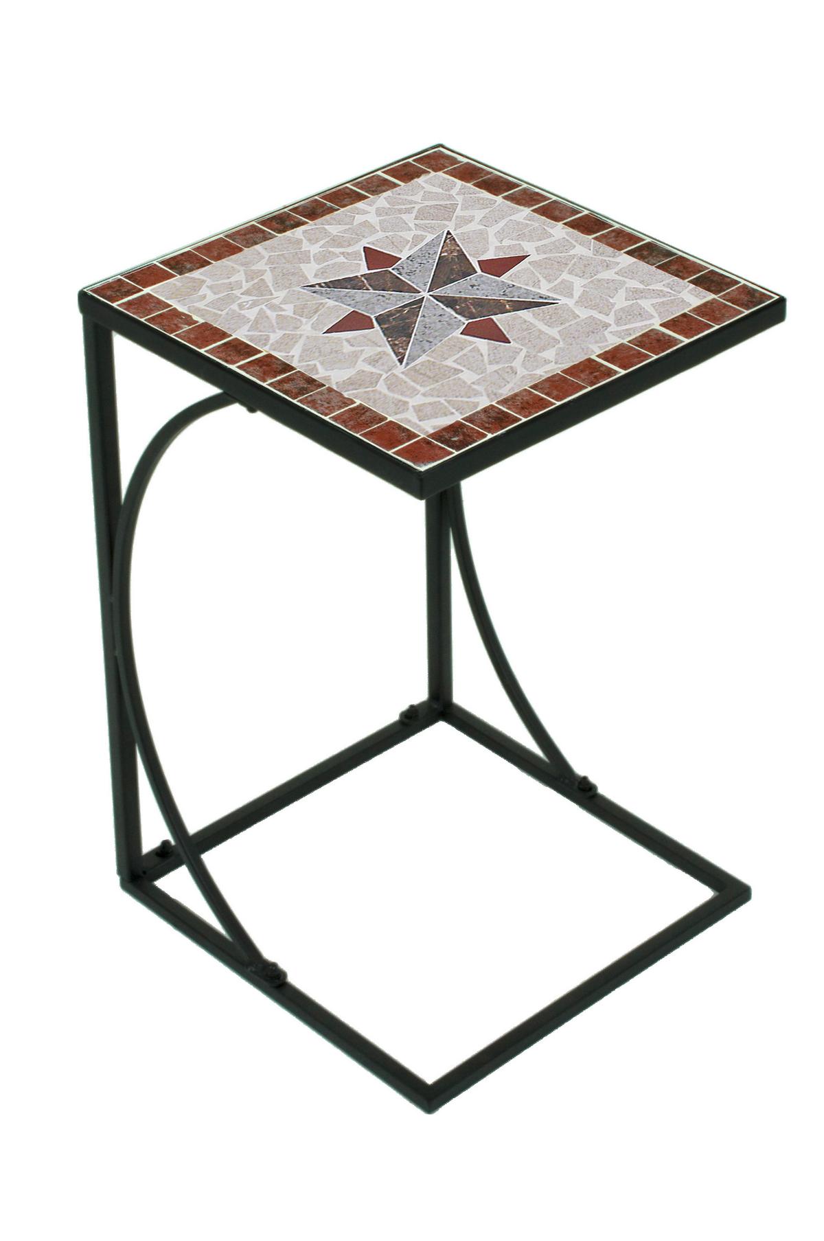 Gartenbeistelltisch Amarillo - Multicolor/Schwarz, Basics, Keramik/Metall (35/35/53cm) - Gardenson