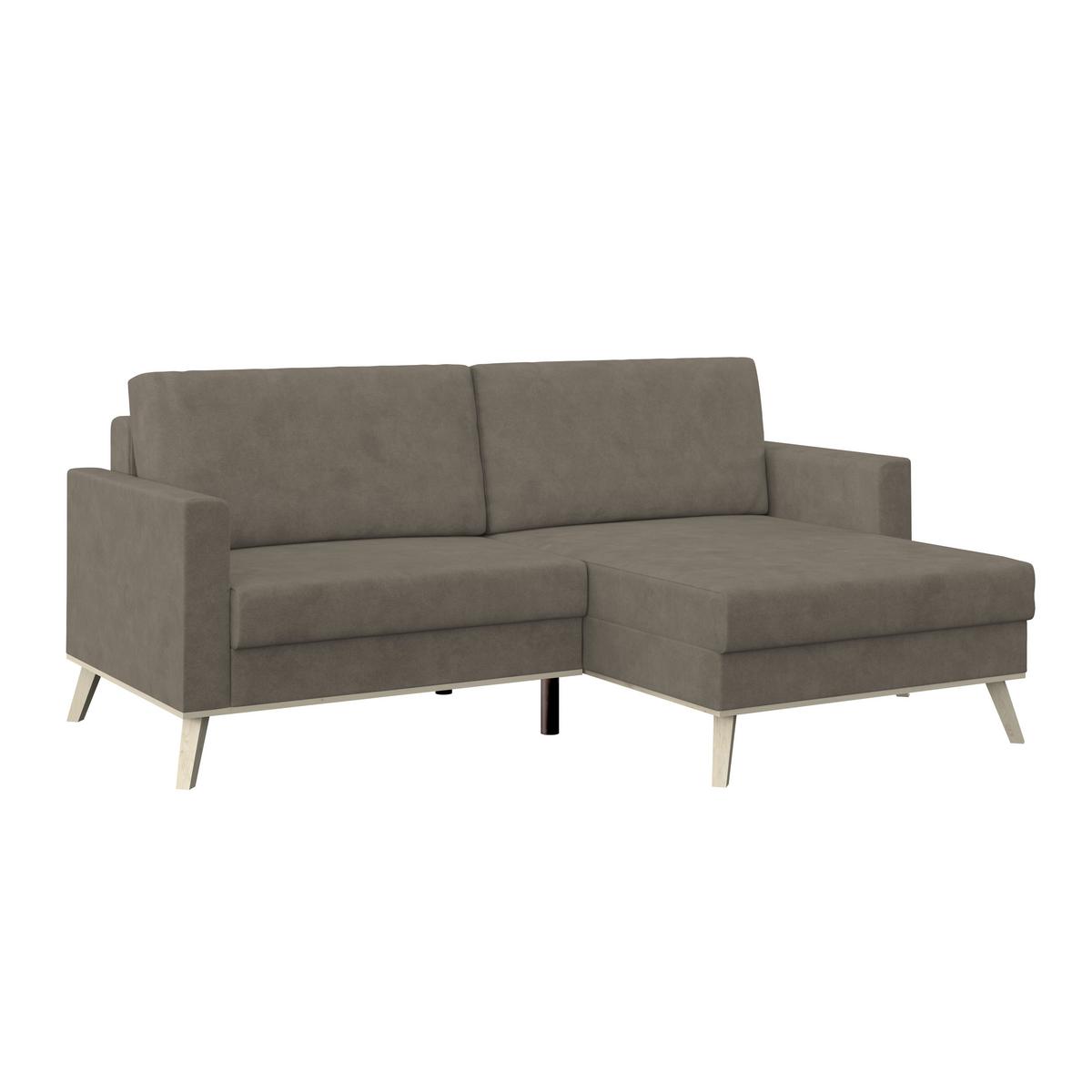 Ecksofa mit Schlaffunktion & Bettkasten Carini Hellbraun - Hellbraun/Eichefarben, Basics, Textil (222/152cm)