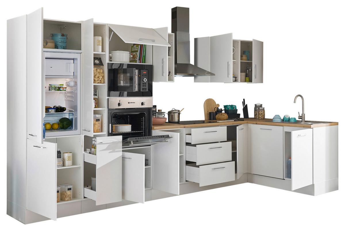 Eckküche Turin Weiss/Eiche Dekor 370x175 cm - Weiß/Eiche Artisan, Basics, Holzwerkstoff (370/175cm) - MID.YOU