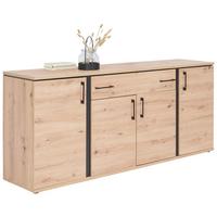 Sideboard Mit Softclose B: 190 cm Nature, Eiche Dekor/Schwarz - Eichefarben, KONVENTIONELL, Holzwerkstoff (190/84/42cm)
