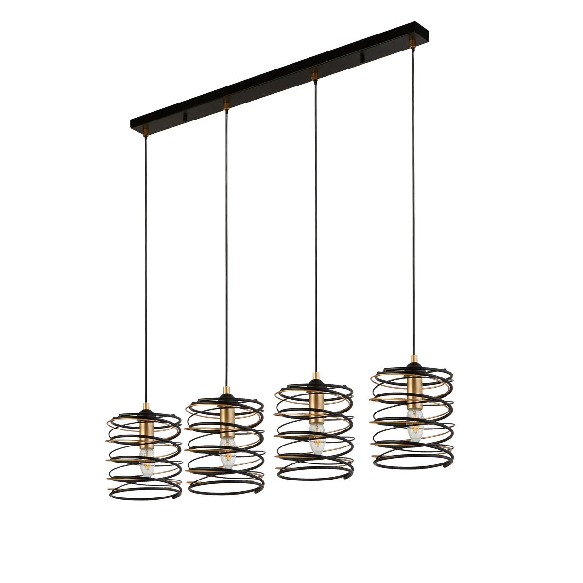 Hängeleuchte Spring H: 110 cm, 4-Flammig, Goldfarben/Schwarz - Goldfarben/Schwarz, Design, Metall (91/110/16cm)