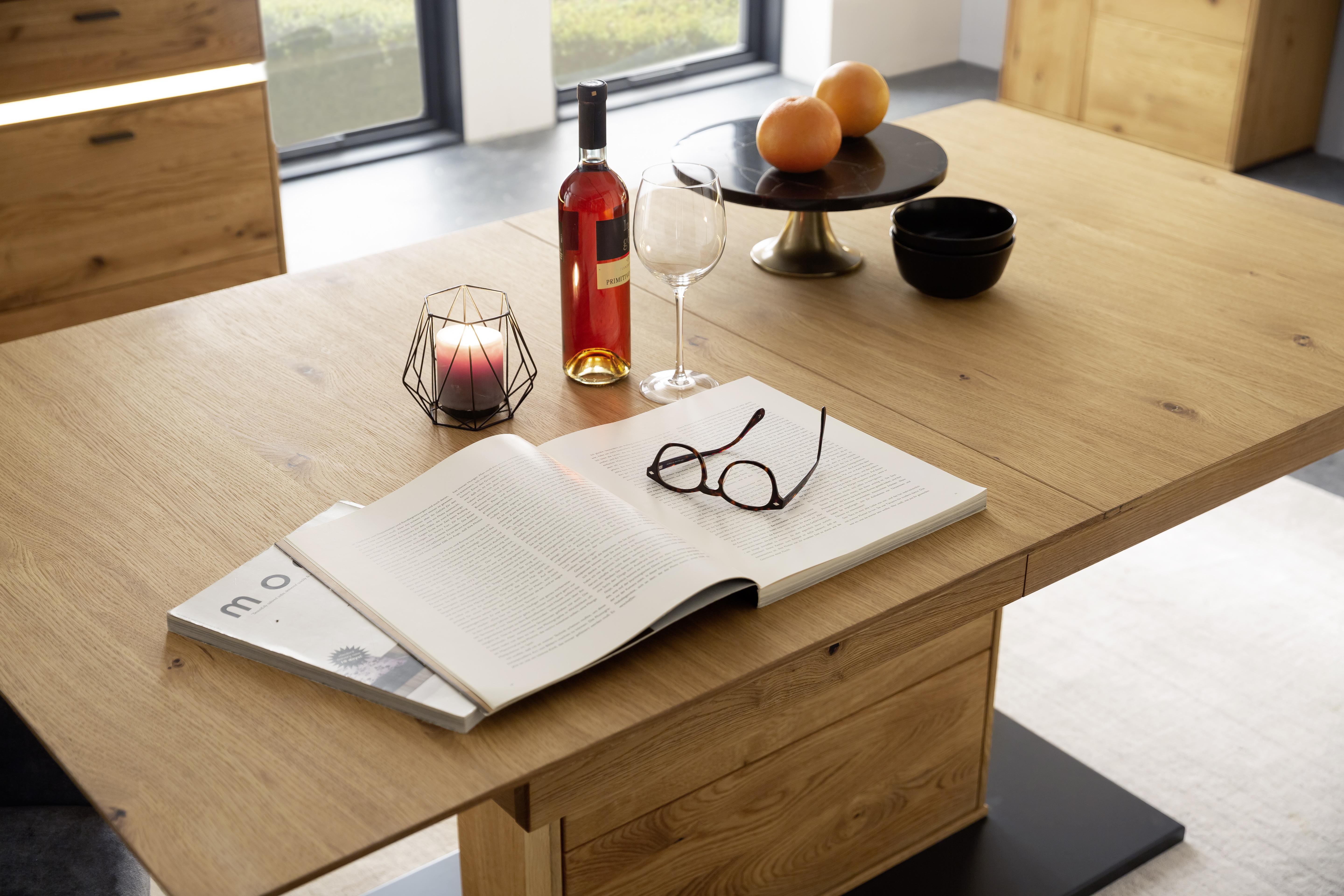 Esstisch ausziehbar Wildeiche Como 180-230/100 cm - Wildeiche/Anthrazit, Natur, Holz/Holzwerkstoff (180-230/100/77cm) - MID.YOU