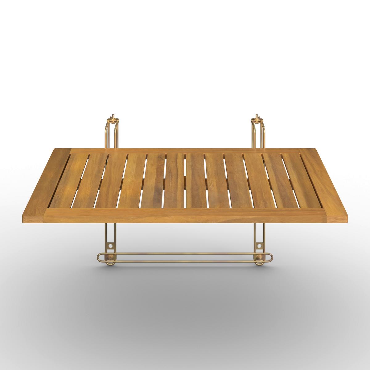 STÔL NA BALKÓN HELENA - farba akácie/strieborná, Modern, kov/drevo (65/38/45cm) - Bessagi Garden