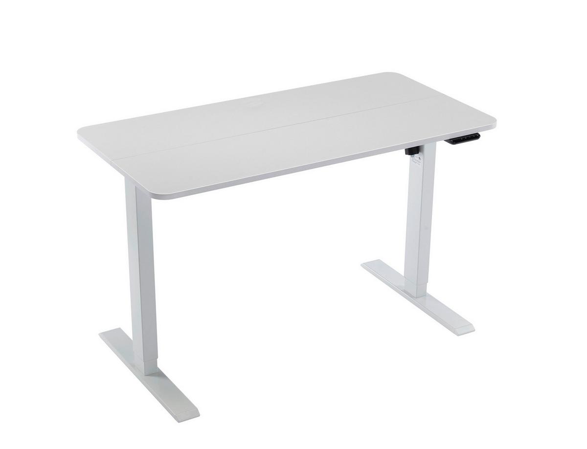 Schreibtisch höhenverstellbar B: 120 cm Emil, Weiß - Weiß, MODERN, Holzwerkstoff/Kunststoff (120/71-119/60cm)