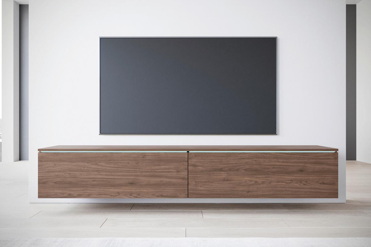 Nízka komoda, farba orecha - sivá/farba orecha, Design, kompozitné drevo/plast (180/30/33cm) - P & B