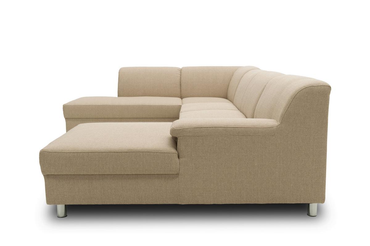 Wohnlandschaft Jamie Mit Schlaffunktion Beige - Chromfarben/Beige, KONVENTIONELL, Textil (195/308/150cm) - MID.YOU