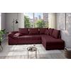 Eckschlafsofa Alvito Bordeaux S: 298x202 cm - Bordeaux/Schwarz, MODERN, Textil (298/202cm) - MID.YOU