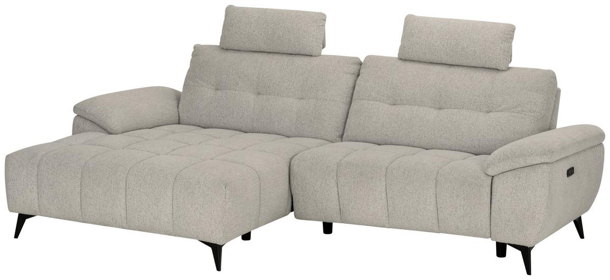 Sedací souprava VENICE, levá, bílá, elektrické nastavení noh - bílá/černá, Moderní, kov/dřevo (156/268cm) - Premium Living