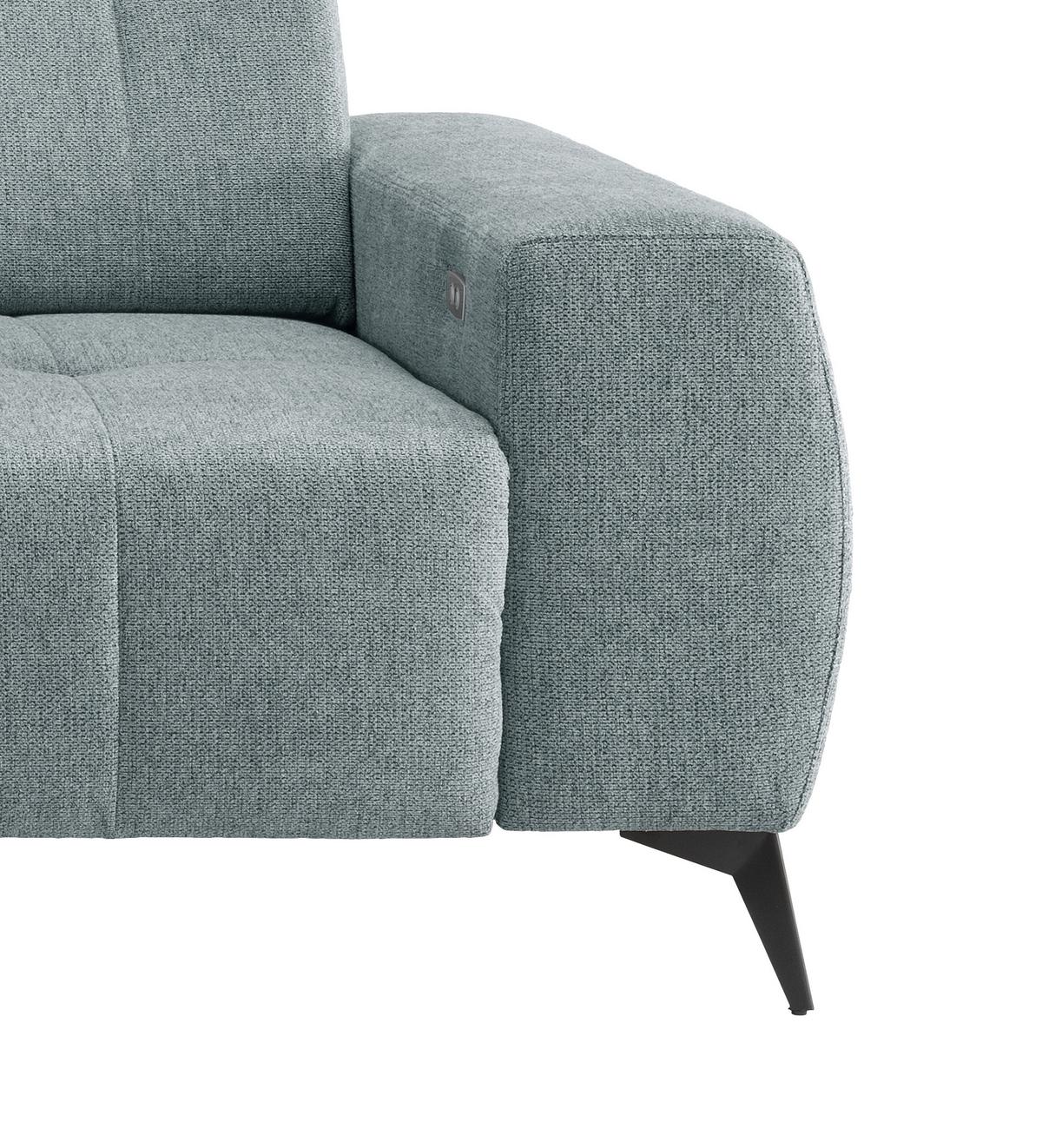 Ecksofa mit USB Anschluss Sano, Mintgrün, S: 180x258 cm - Schwarz/Mintgrün, MODERN, Textil (180/258cm) - Livetastic
