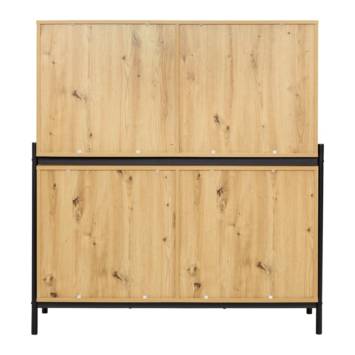 Široká komoda JASMINA farby dubu - čierna/farba duba, Modern, kov/drevo (118/131/41,5cm) - Bessagi Home