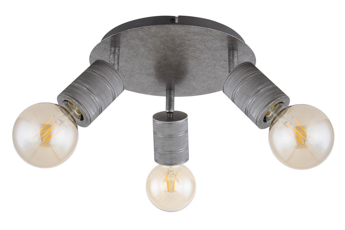 Strahler 3-Flammig Ø 28 cm - Silberfarben, Basics, Metall (28/16cm) - Globo