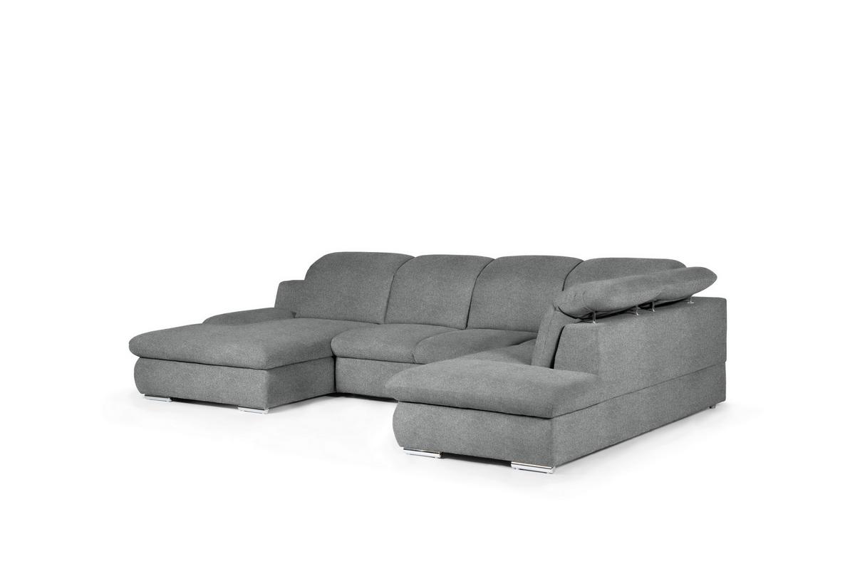 Wohnlandschaft Isona Dunkelgrau Chenille - Chromfarben/Dunkelgrau, Design, Textil (165/353/212cm) - Livetastic